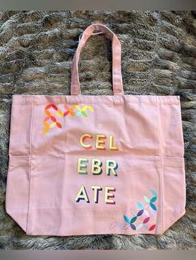Erin Condren Celebrate Your Journey Pink Canvas Market Tote Bag